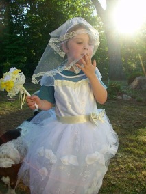 Charlie in a favorite princess-bridal costume, 2009